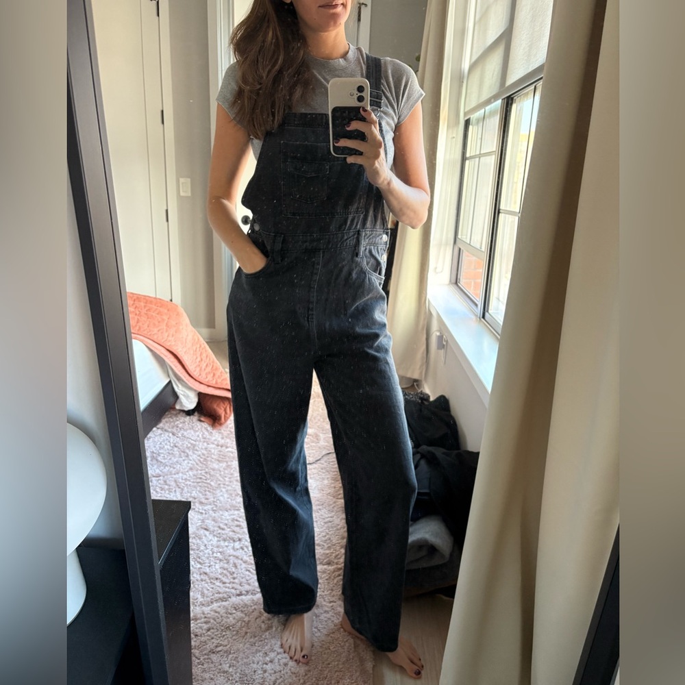 Women's Black Denim Overalls